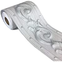 Los mejores  - Elegante papel pintado de moldura floral gris para el hogar- techo- decoración de baño- sala de estar- cocina- 10 cm por…